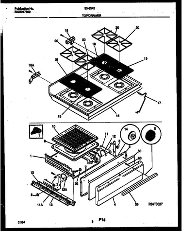 Cooktop and broiler drawer parts