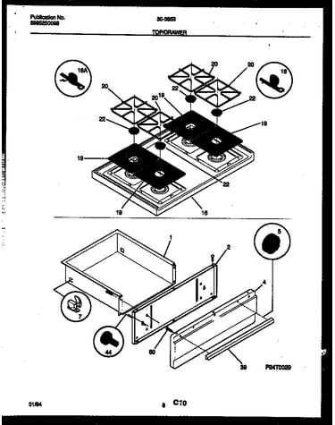 Cooktop and drawer parts