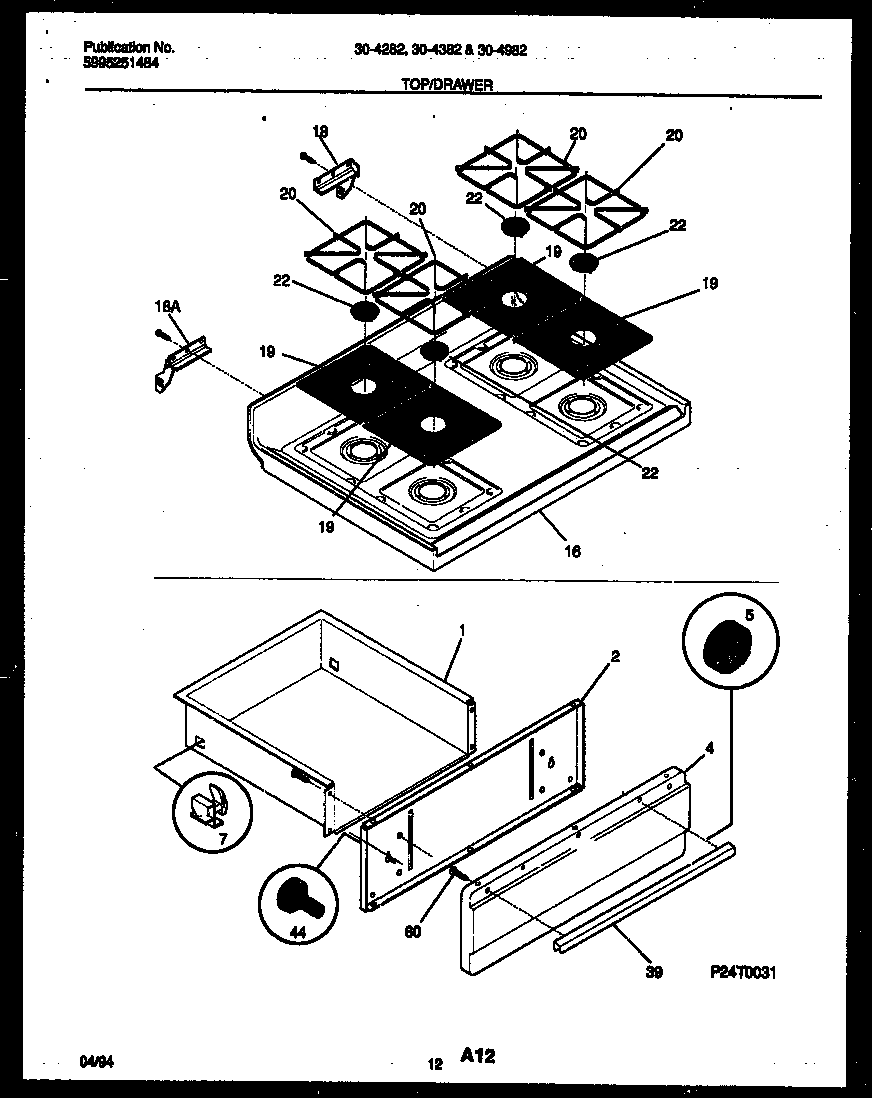 Cooktop and drawer parts