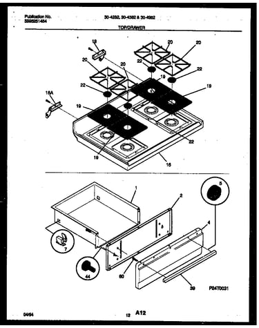 Cooktop and drawer parts