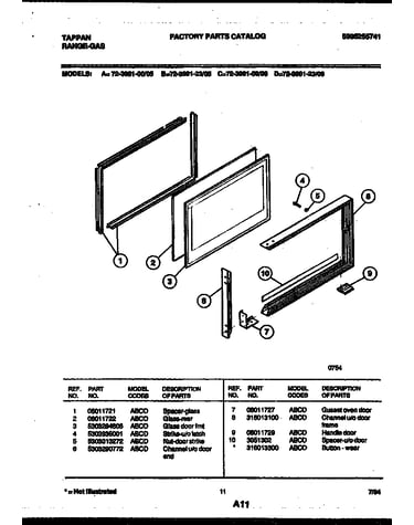 Upper oven door parts