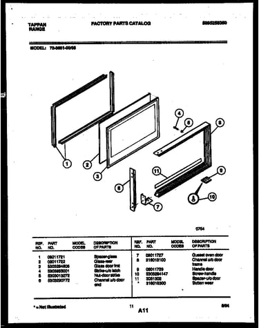 Upper oven door parts