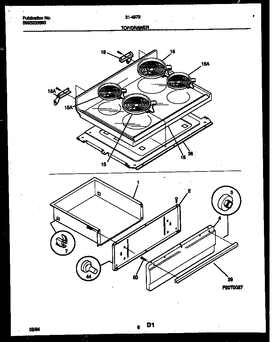 COOKTOP AND DRAWER PARTS