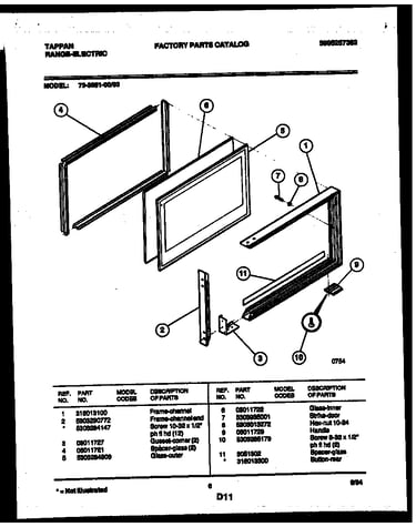 Upper oven door parts
