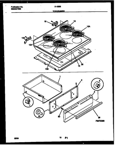 Cooktop and drawer parts