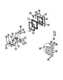 Ice door, dispenser and water tank