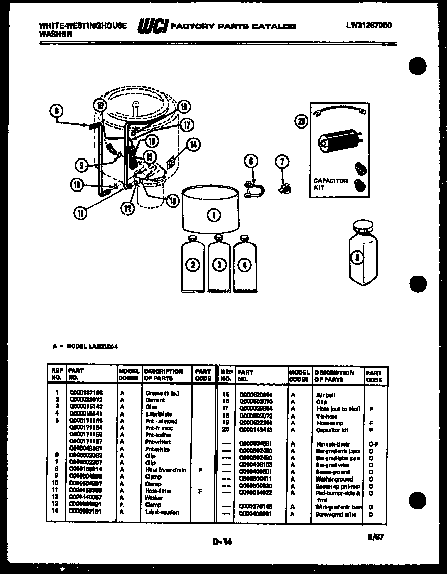 Washer and miscellaneous parts