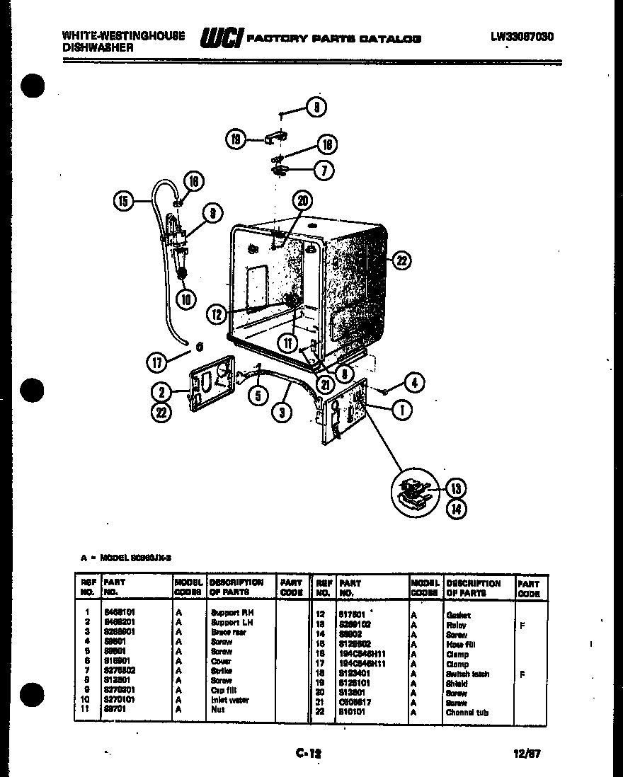 Tub and frame parts