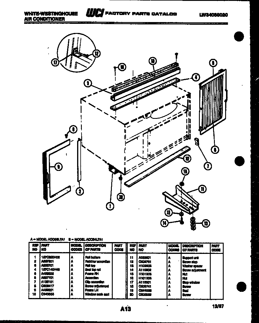 Cabinet and installation parts