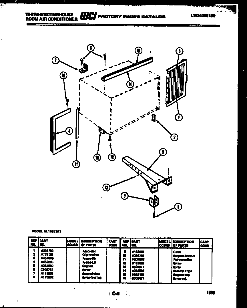 Cabinet and installation parts