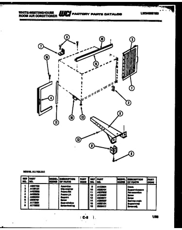 Cabinet and installation parts