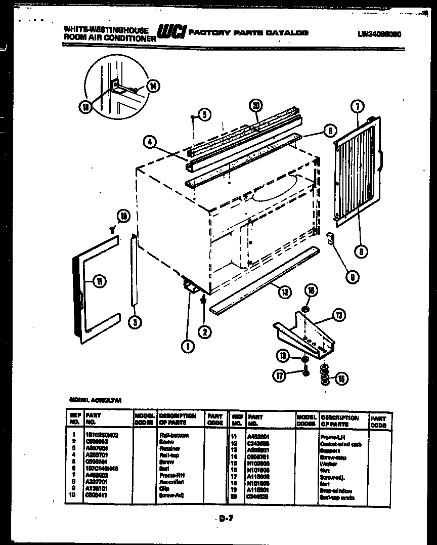 Cabinet and installation parts