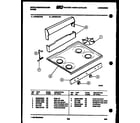 White-Westinghouse GF600KXW0 backguard and cooktop parts diagram