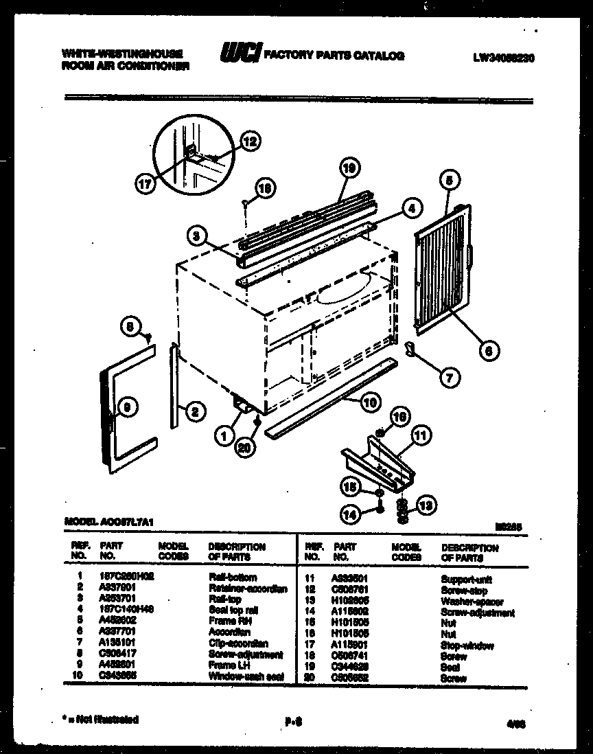 Cabinet and installation parts