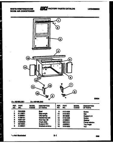 Cabinet and installation parts
