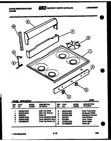 Backguard and cooktop parts