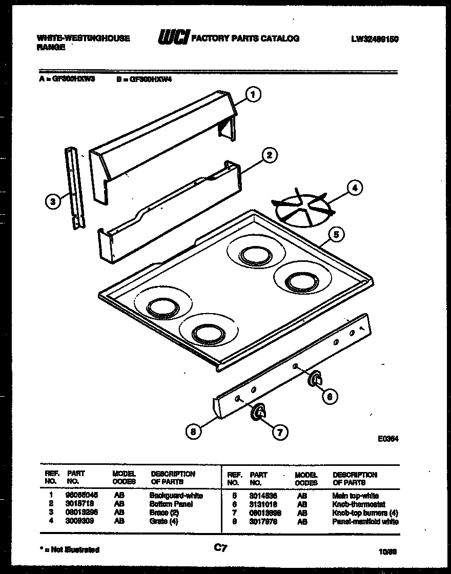 BACKGUARD AND COOKTOP PARTS