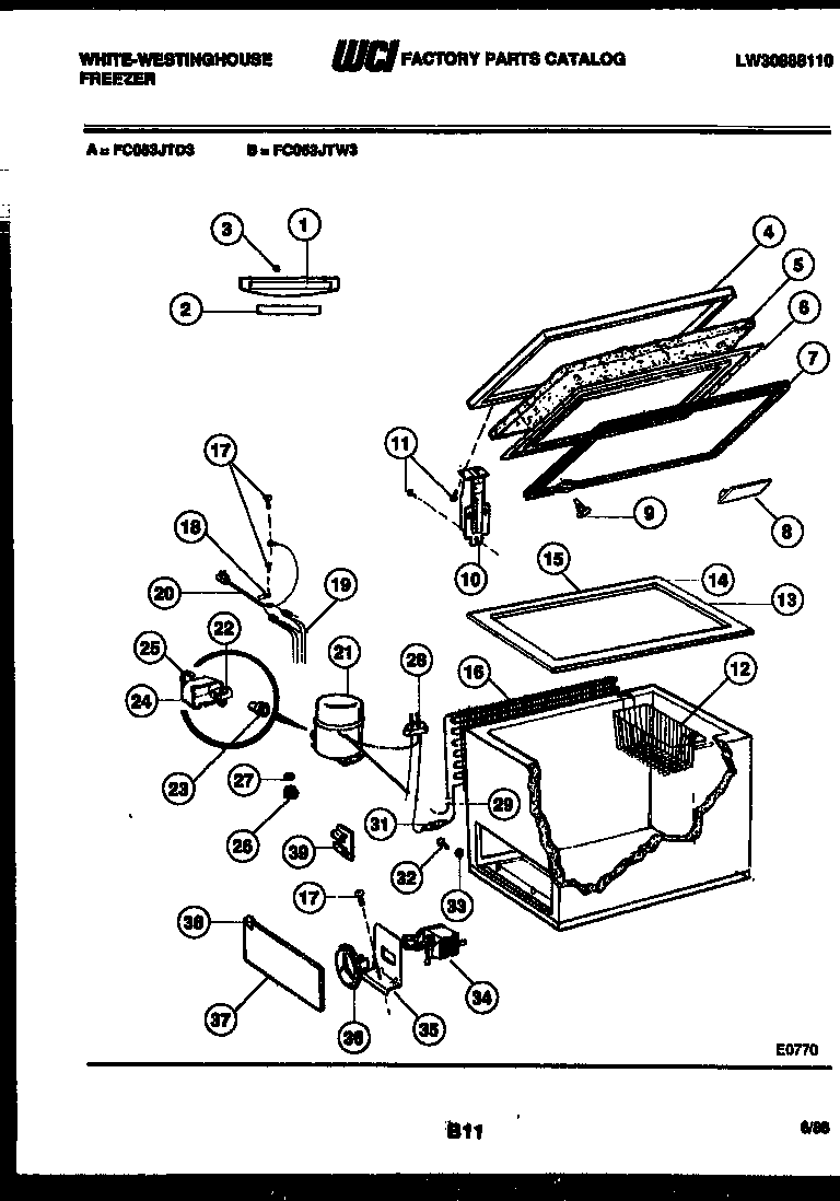 Chest freezer parts