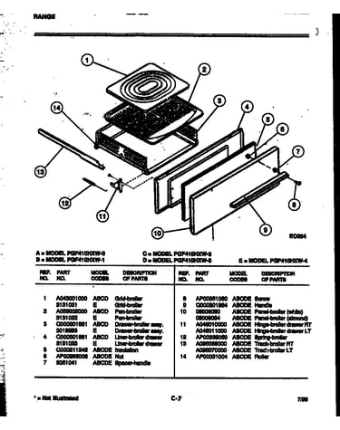 Broiler drawer parts