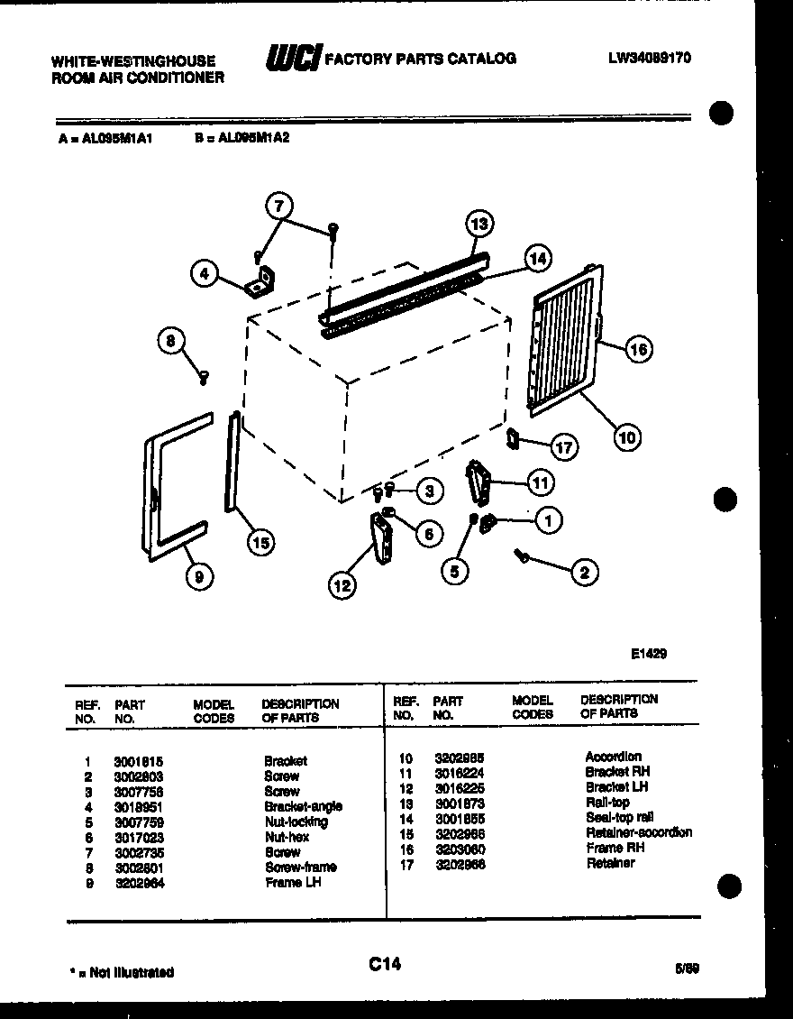 Cabinet and installation parts