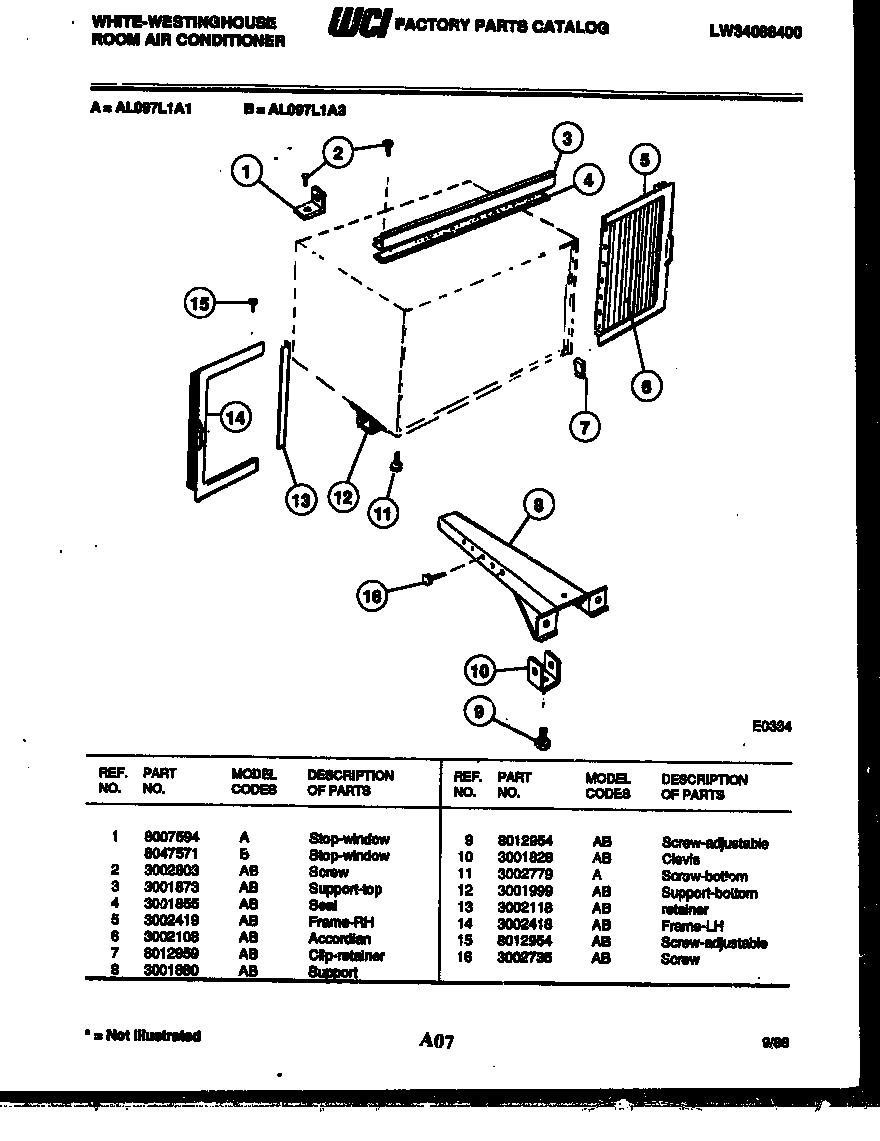 Cabinet and installation parts