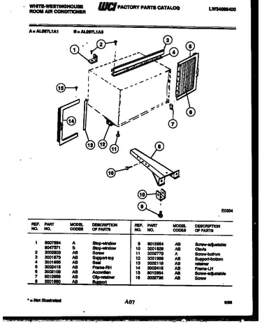 Cabinet and installation parts