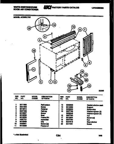 Cabinet and installation parts