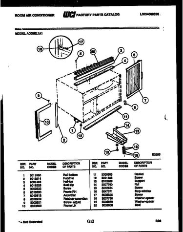 Cabinet and installation parts
