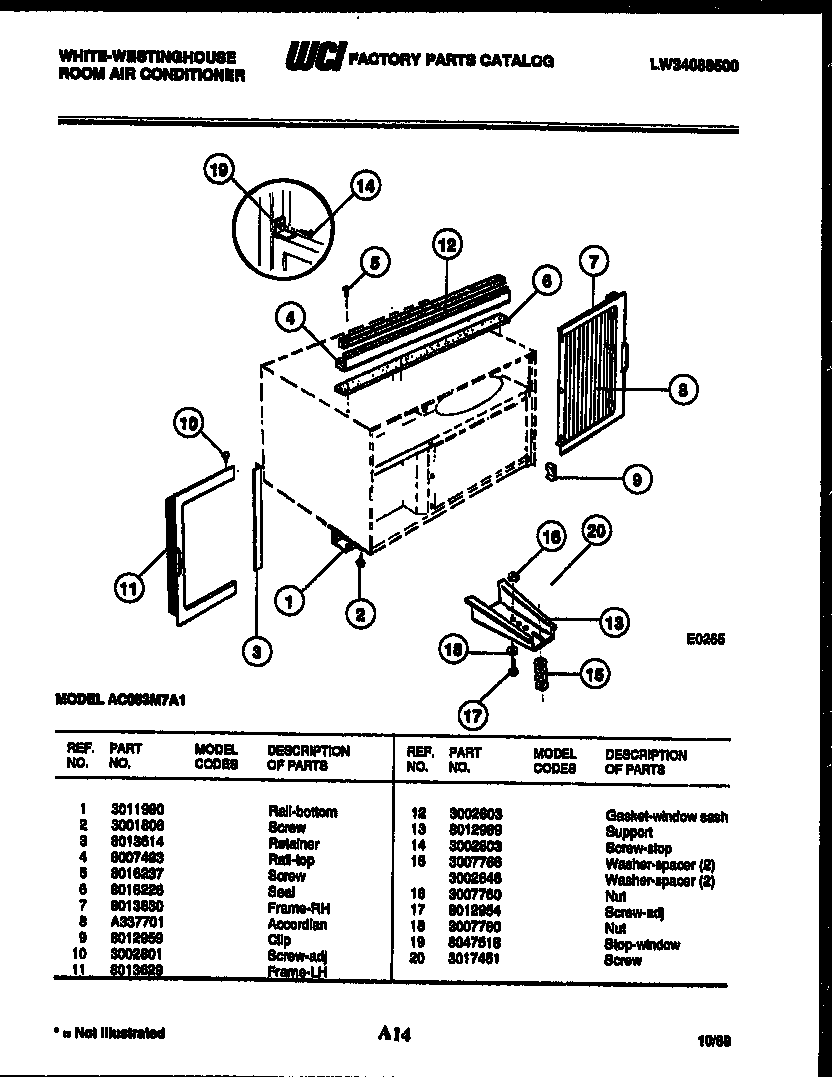 Cabinet and installation parts