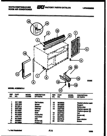 Cabinet and installation parts