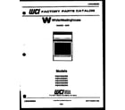 White-Westinghouse PGF470HXD0 cover page diagram