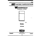 White-Westinghouse PRT217HV0 cover page diagram
