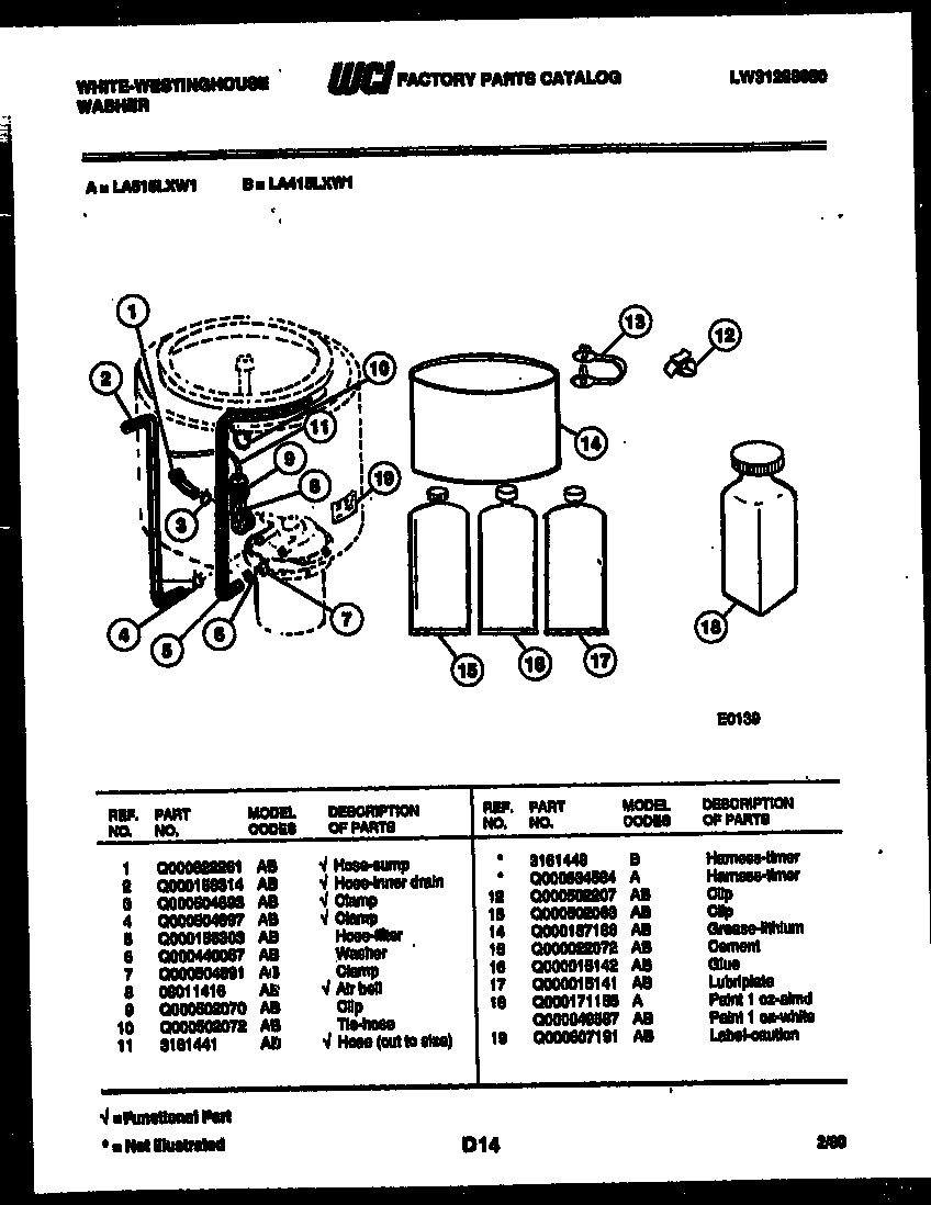 Washer and miscellaneous parts