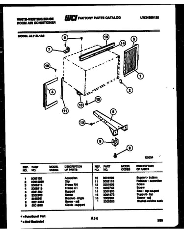 Cabinet and installation parts