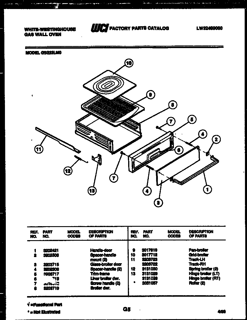Broiler drawer parts