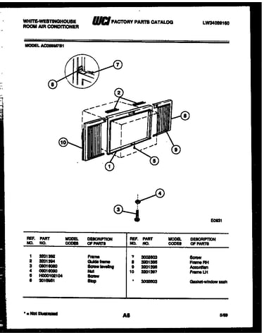 Cabinet and installation parts