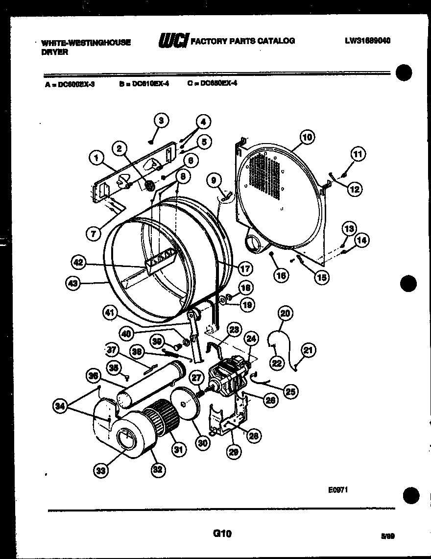Drum, blower and drive parts
