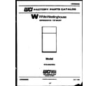White-Westinghouse RTG140GCW2A cover page diagram