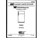 White-Westinghouse RTG123GCW2A cover page diagram