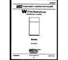 White-Westinghouse RT174LCW1 cover page diagram