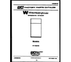 White-Westinghouse RT175MCW0 cover page diagram
