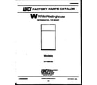 White-Westinghouse RT179MCV0 cover page diagram