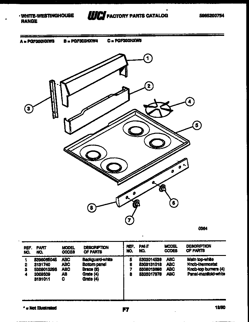 Backguard and cooktop parts