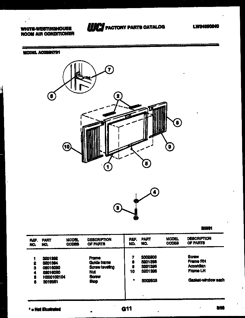 Cabinet and installation parts