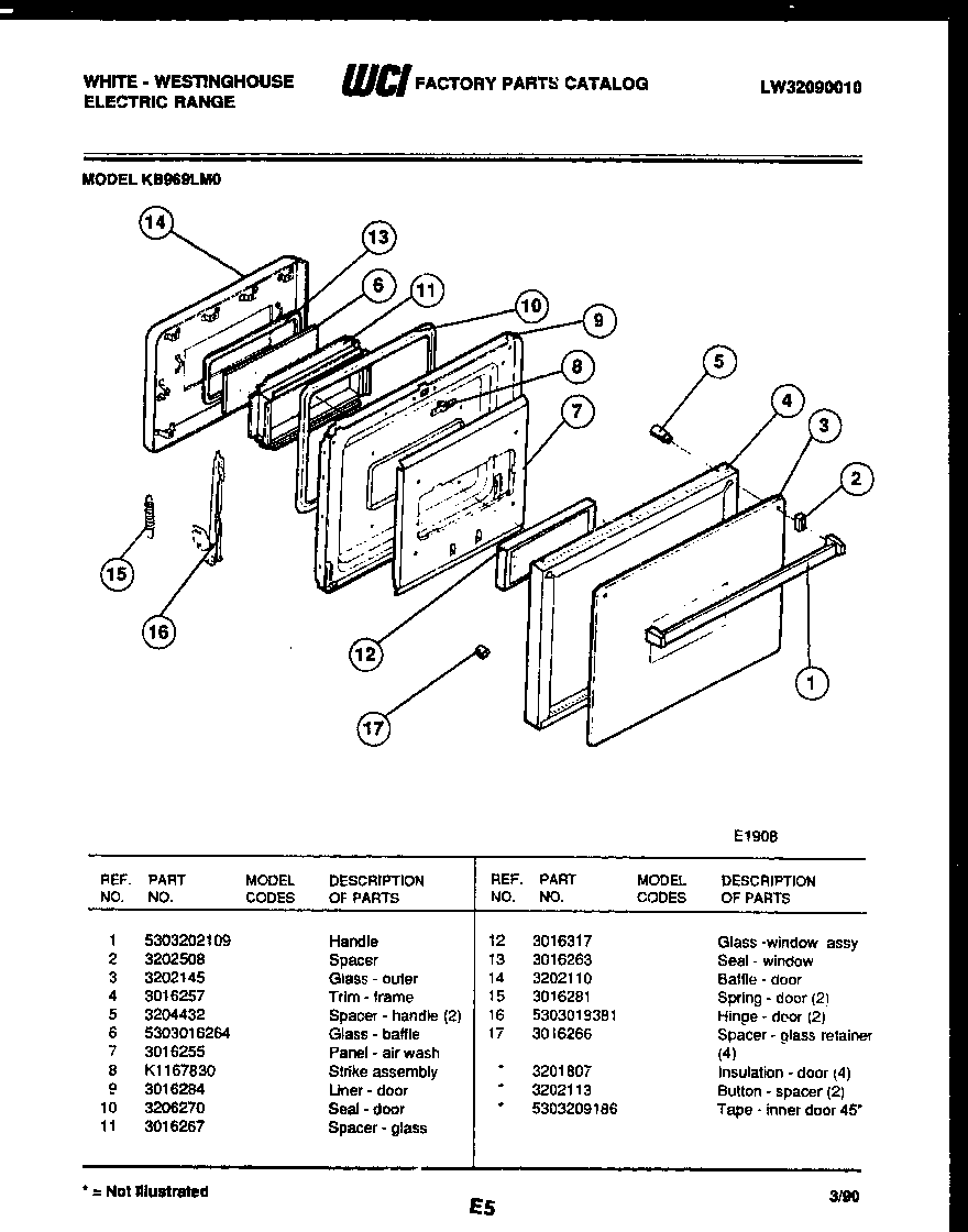 Lower oven door parts