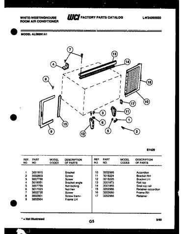 Cabinet and installation parts