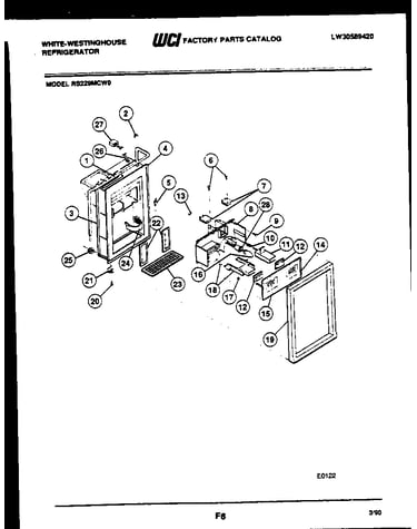Ice door, dispenser and water tank