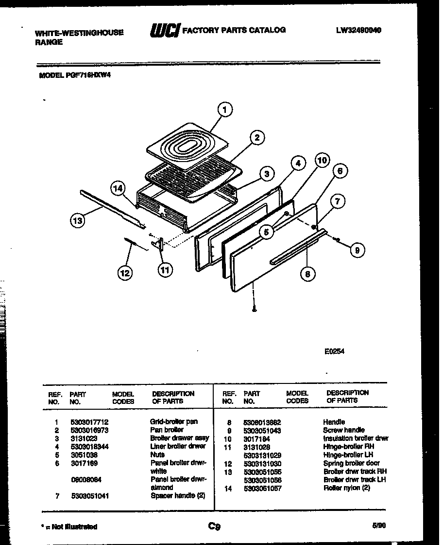 Broiler drawer parts