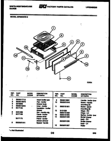 Broiler drawer parts