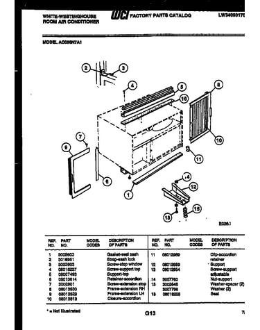 Cabinet and installation parts